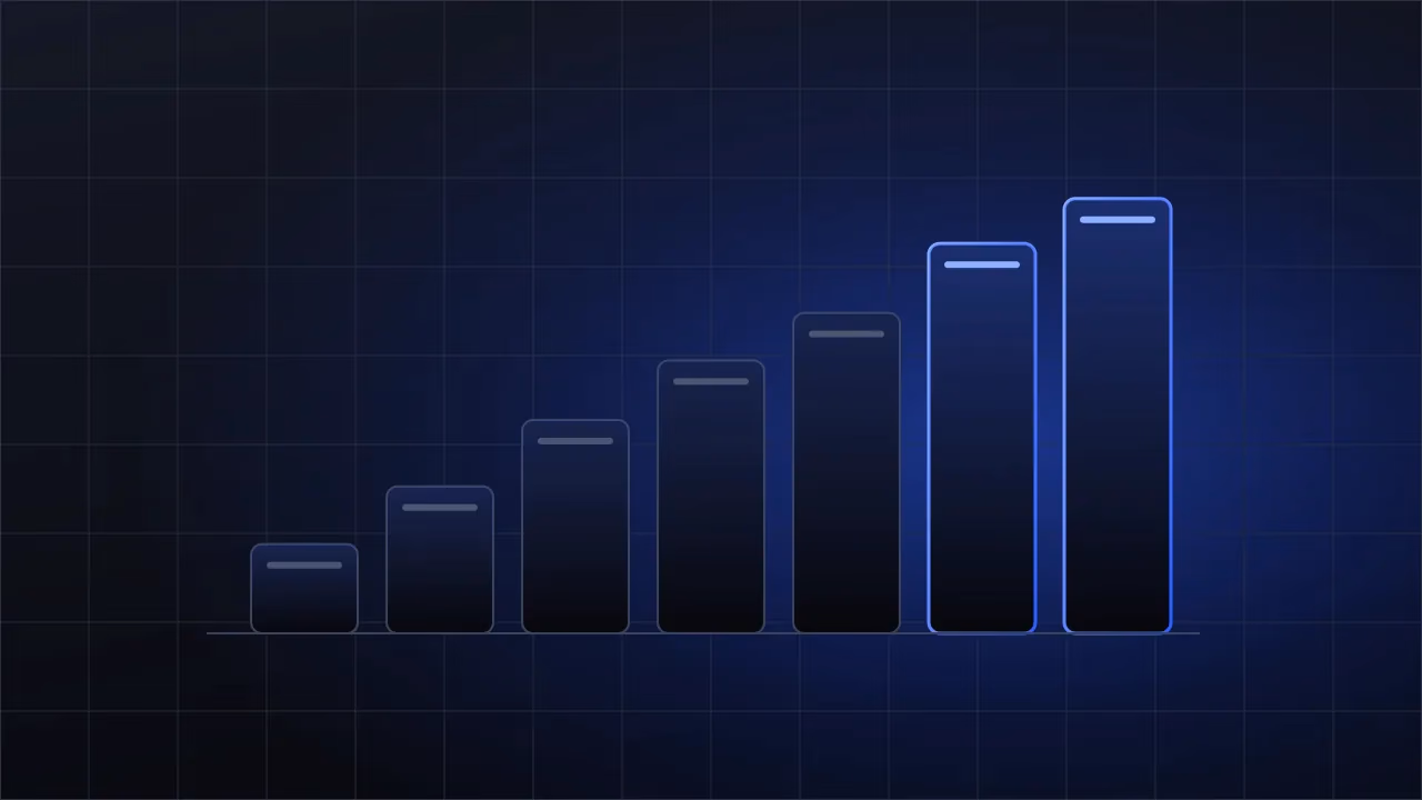 Blocos ascendentes representando faixas de investimento no desenvolvimento de um aplicativo
