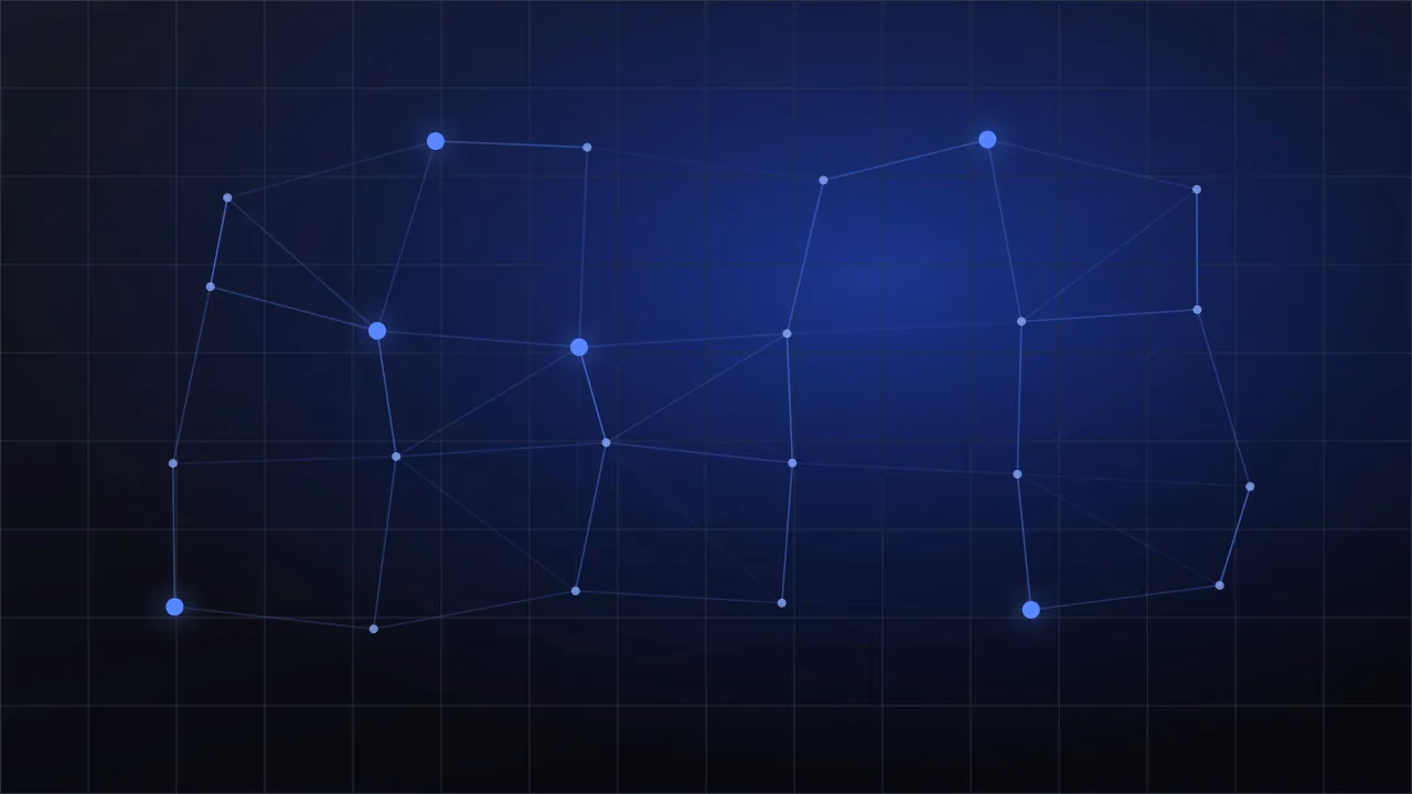 Rede de nós conectados representando a avaliação de fornecedores de software
